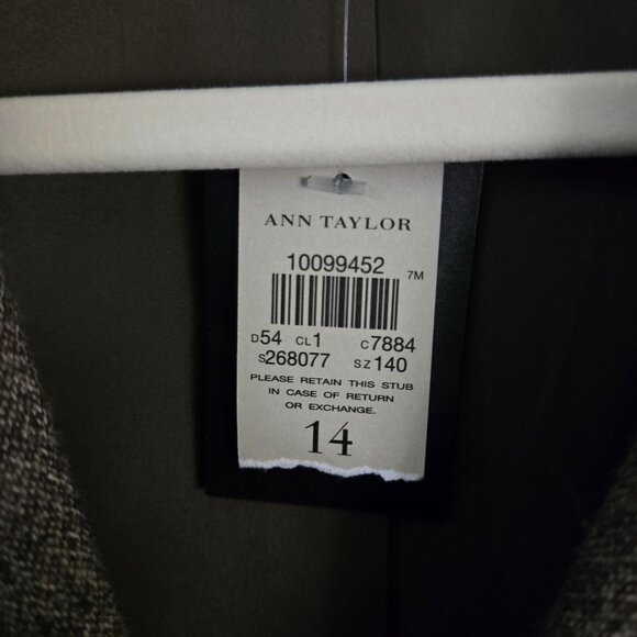 Ann Taylor NWT Brown Wool Blend Tweed Cropped Blazer Zip Pockets Size 14 - Picture 6 of 8